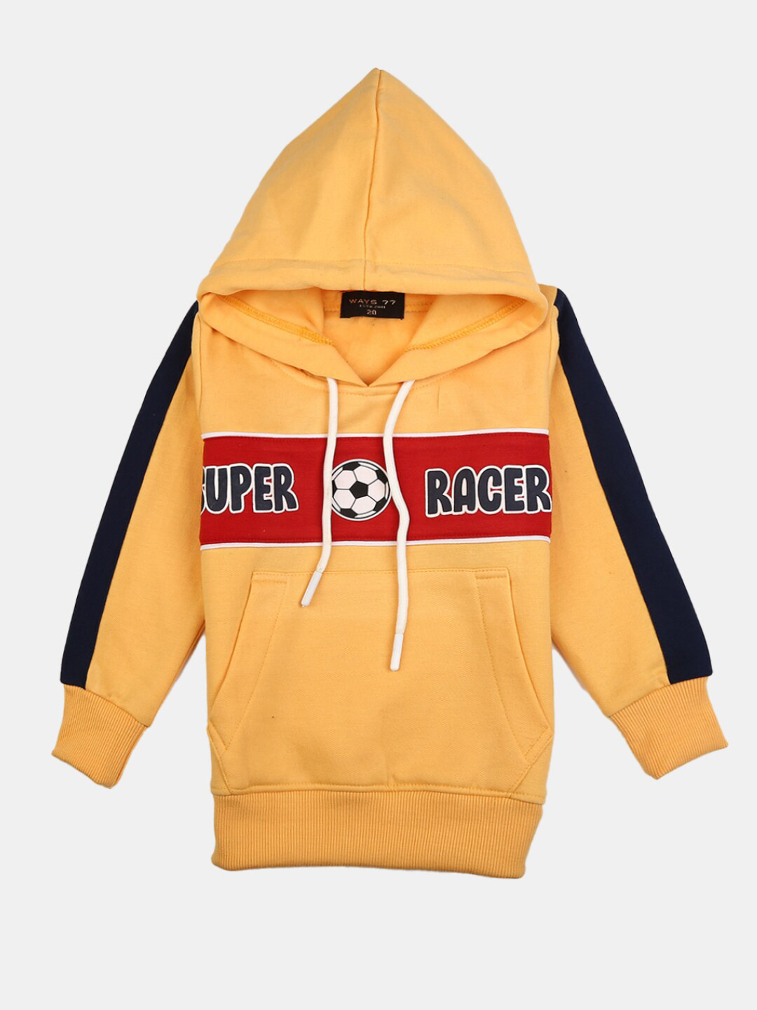 

V-Mart Boys Printed Cotton Hooded Sweatshirt, Yellow