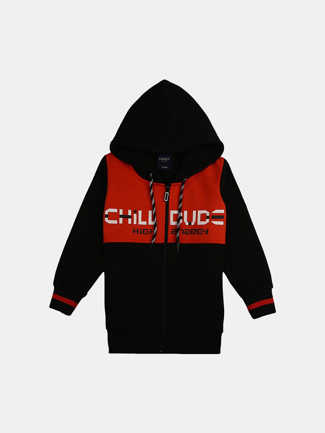 

V-Mart Boys Black Colourblocked Hooded Sweatshirt