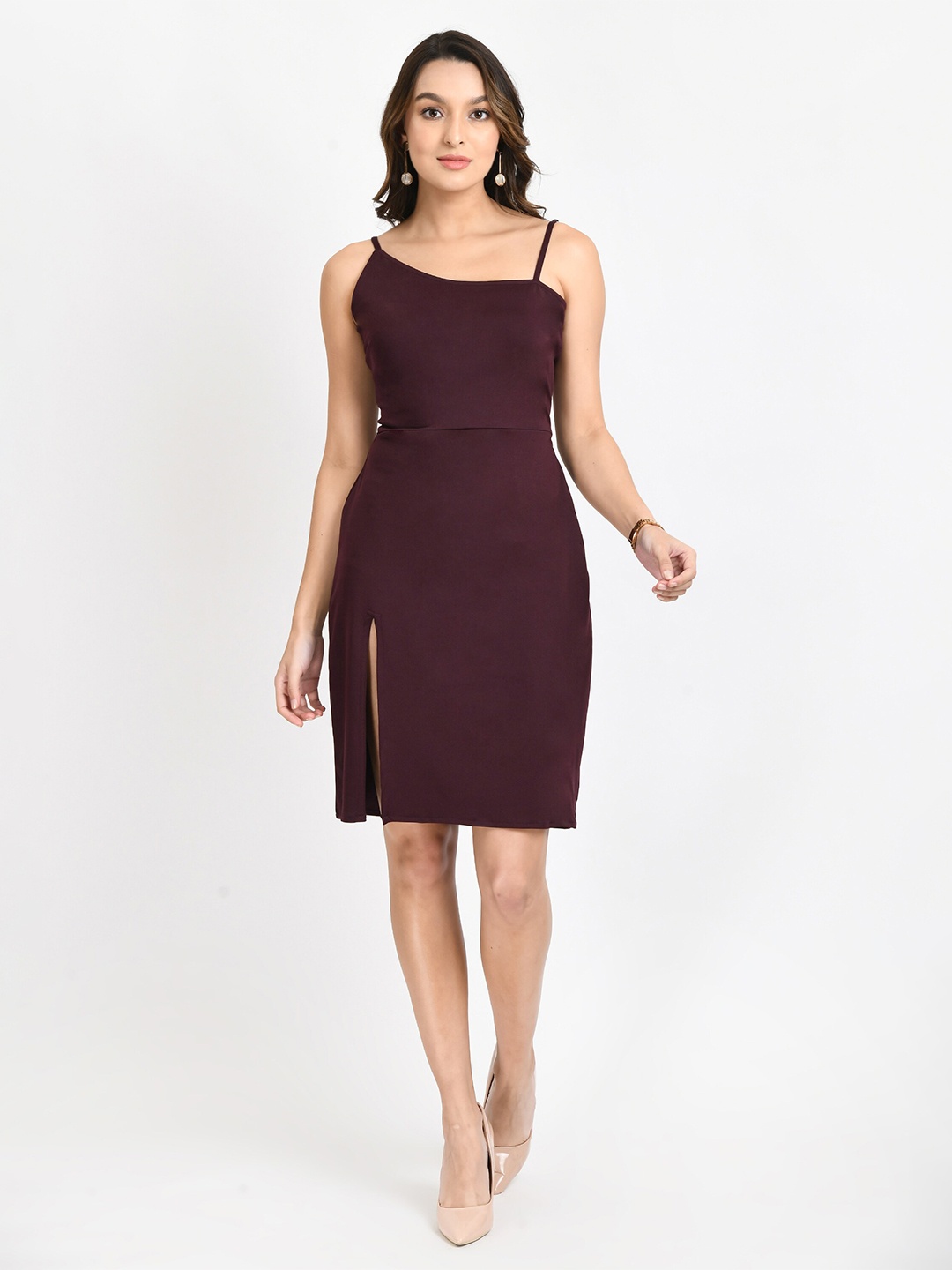 

V&M Shoulder Strap Sheath Dress, Purple