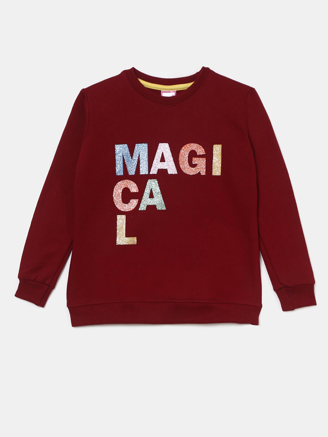 

V-Mart Girls Round Neck Printed Sweatshirt, Maroon