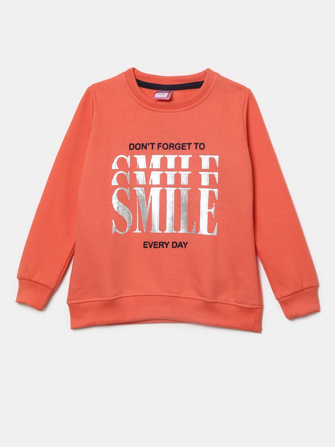 

V-Mart Girls Round Neck Printed Sweatshirt, Coral