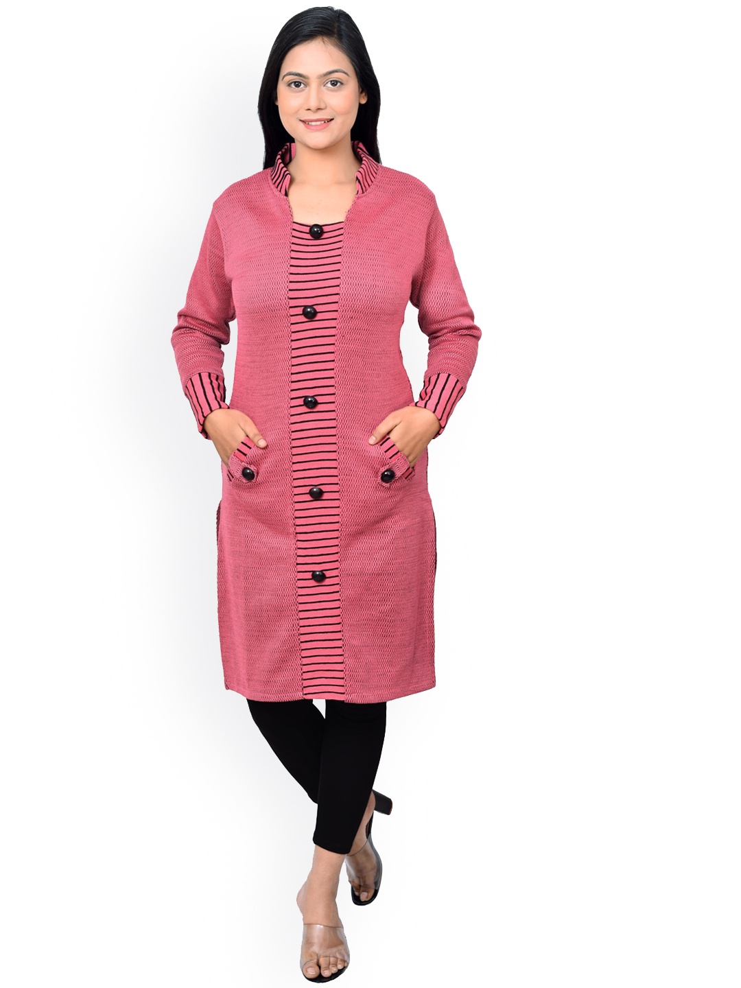 

ahhaaaa Striped Handloom Kurta, Pink