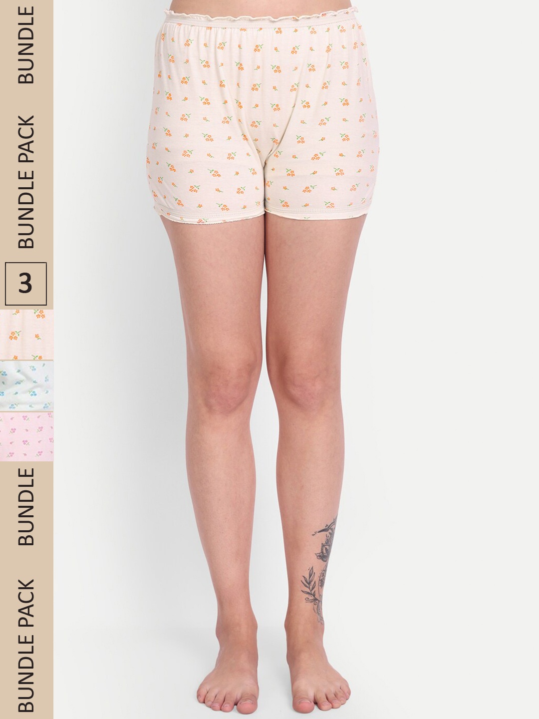 

BLAZON Women Pack of 3 Cotton Printed Lounge Shorts, Pink