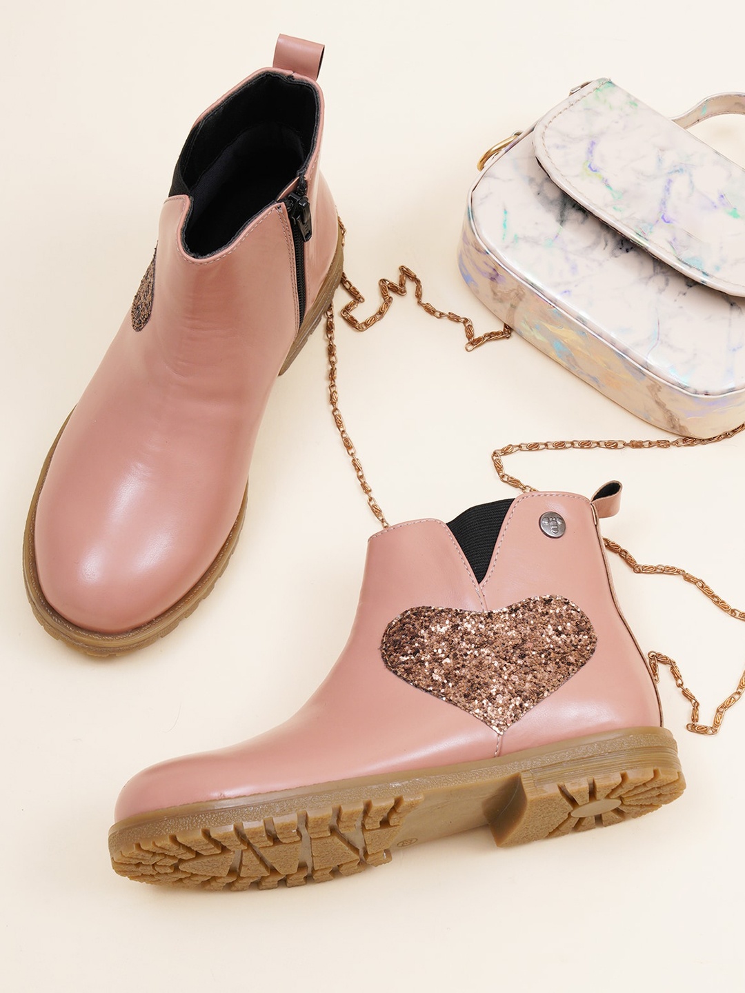 

toothless Girls Embellished Boots, Peach