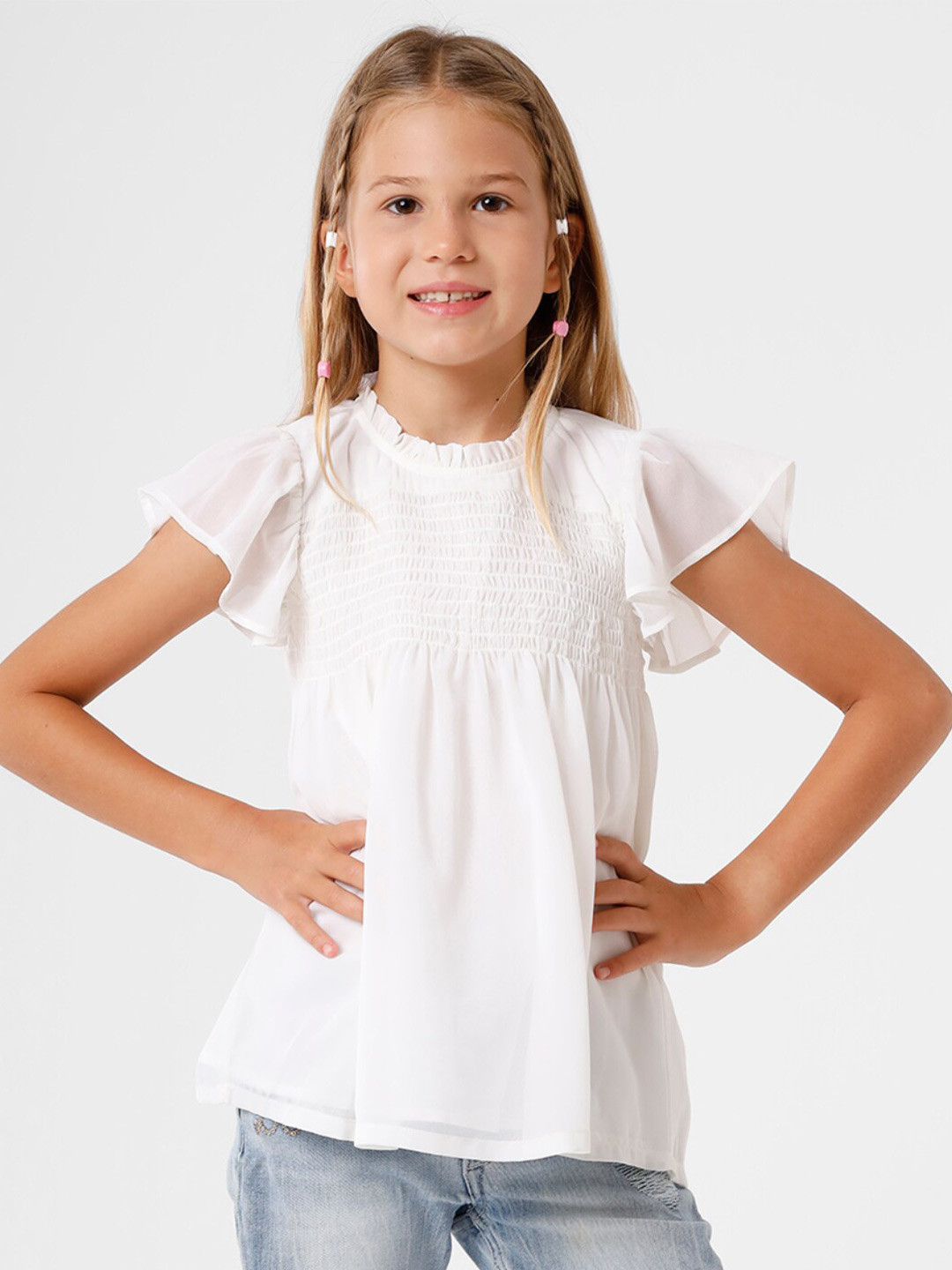 

KATE & OSCAR Girls Georgette Top, White
