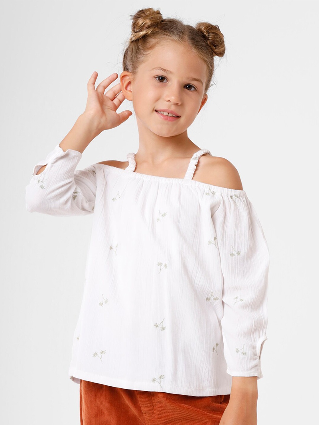 

KATE & OSCAR Embellished Bardot Top, White