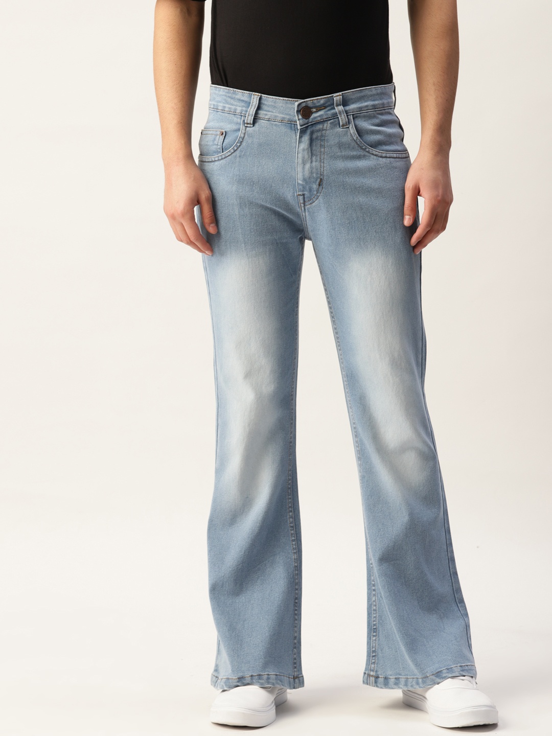 

PARIS HAMILTON Men Heavy Fade Relaxed Fit Stretchable Bootcut Jeans, Blue