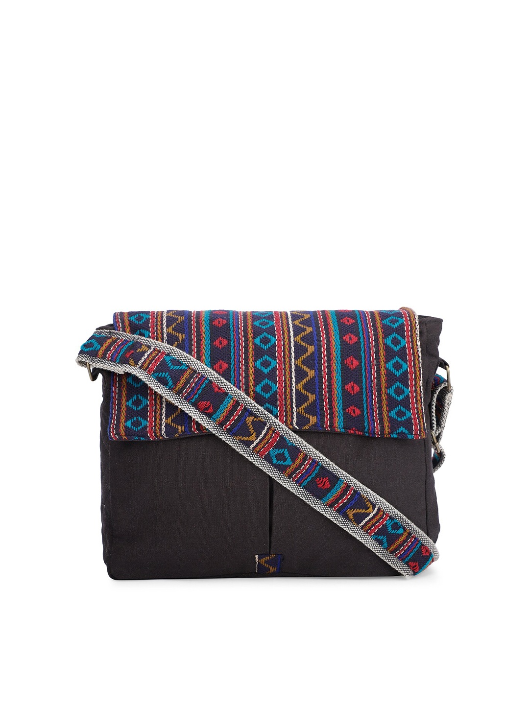 

The House of Tara Unisex Textured Messenger Bag, Black