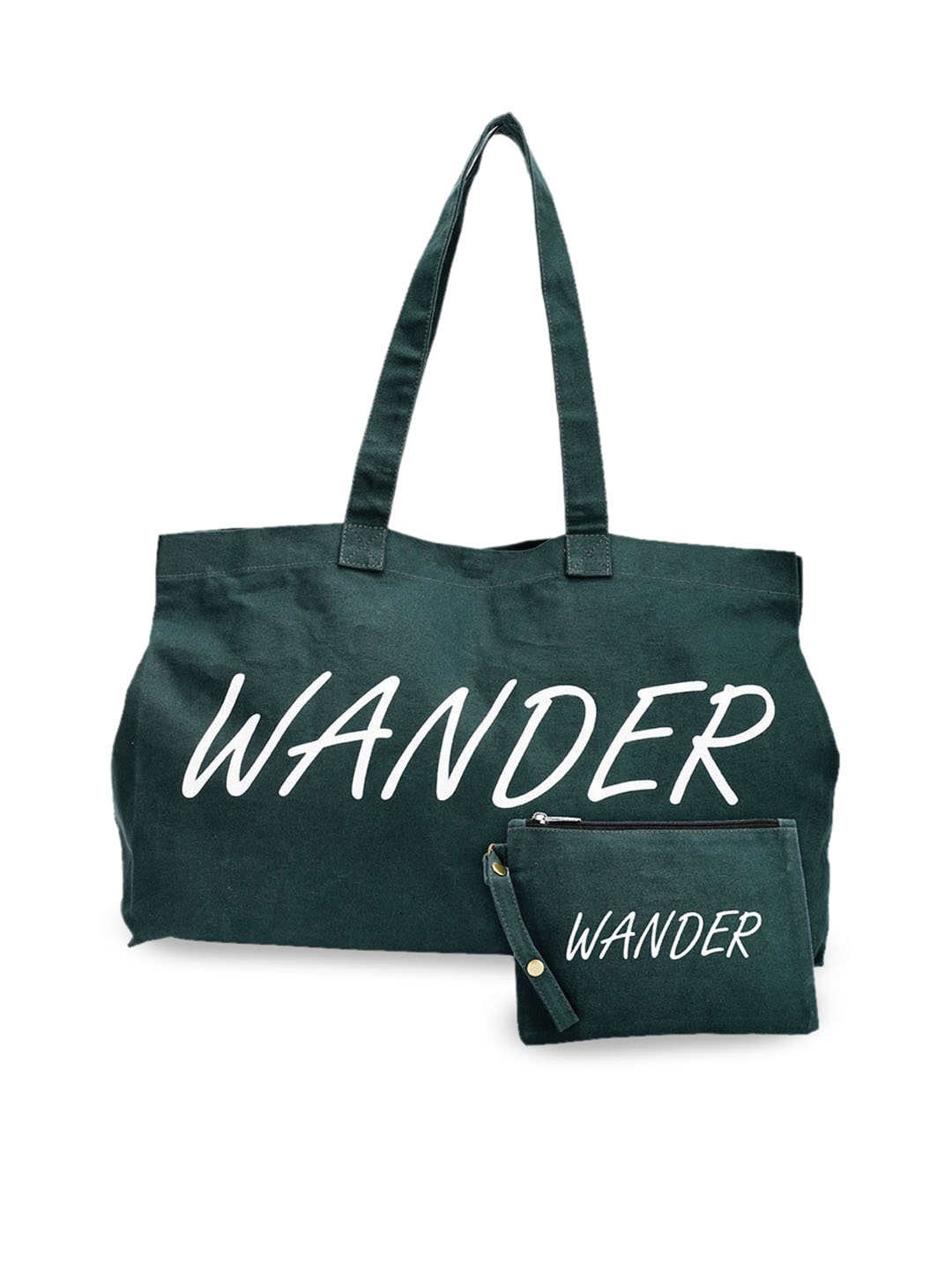 

The House of Tara Navy Blue Printed Shopper Tote Bag, Green