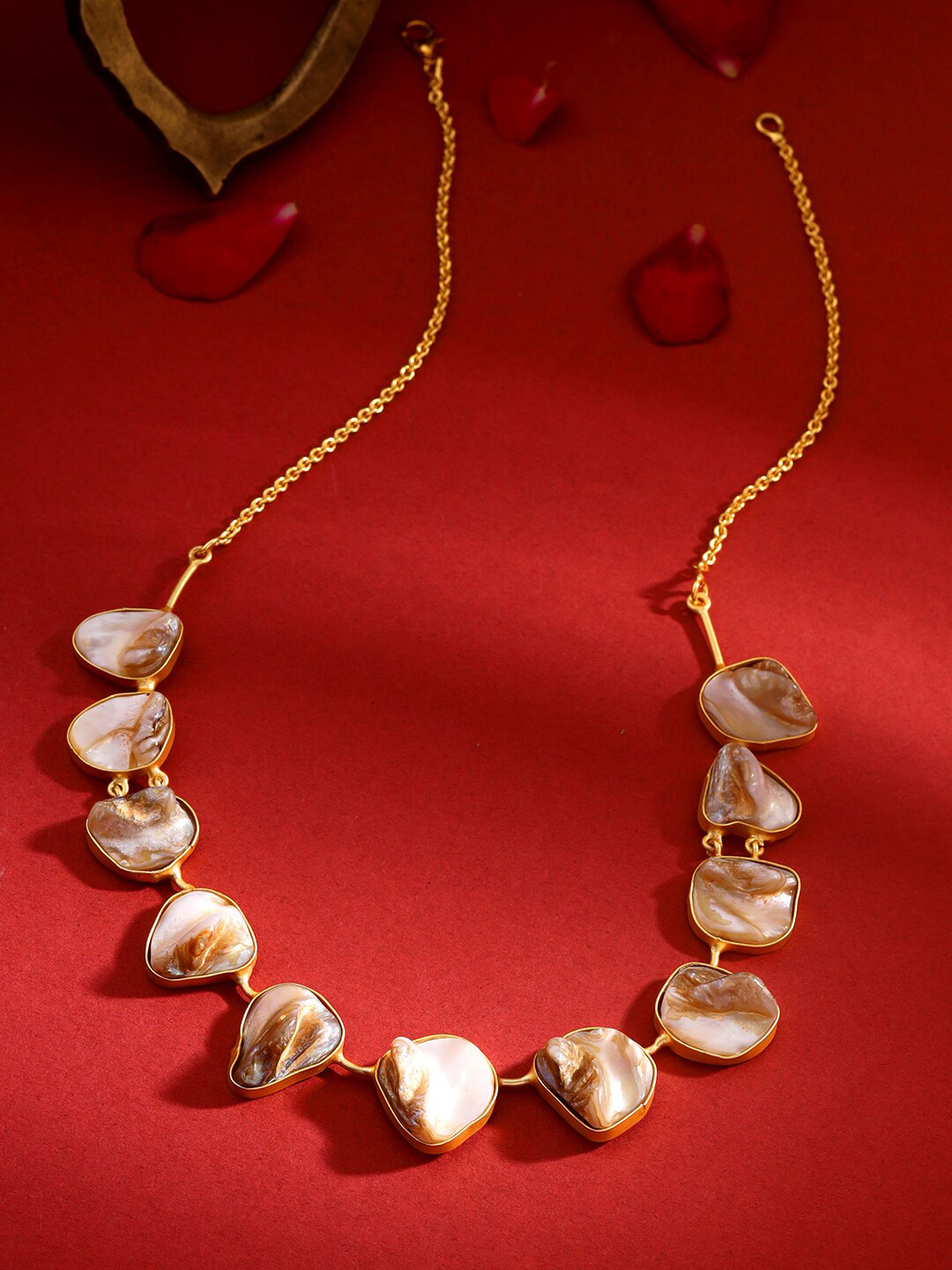 

VIRAASI Gold Plated Raw Stone Western Necklace