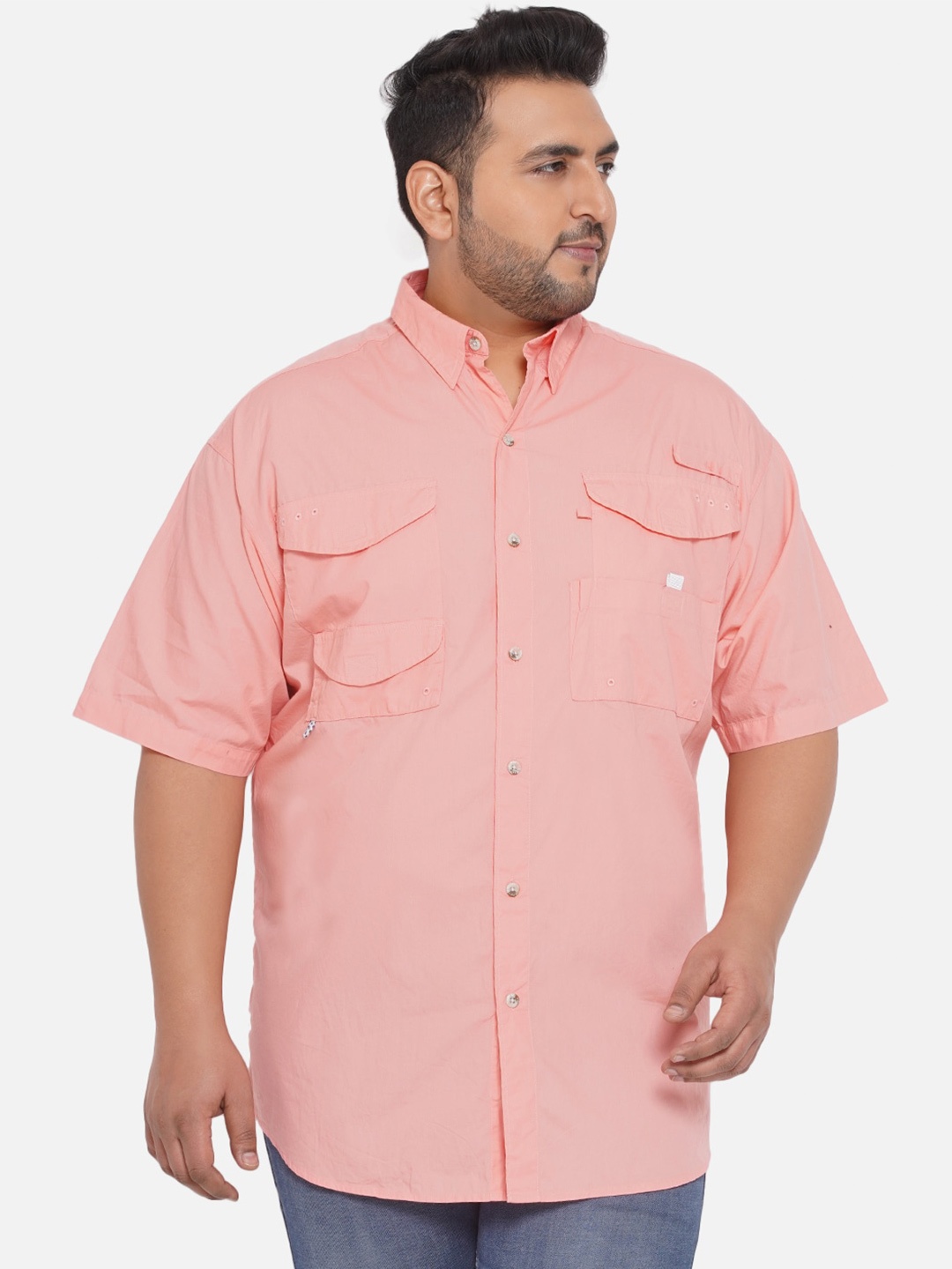 

Santonio Men Plus Size Cotton Comfort Casual Shirt, Pink