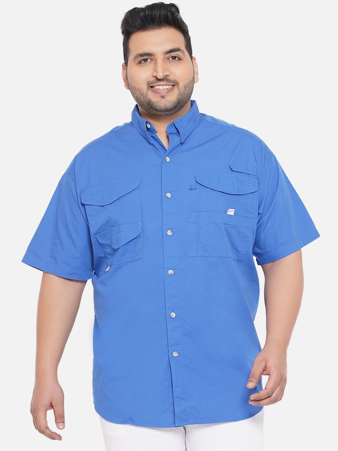 

Santonio Men Plus Size Cotton Comfort Casual Shirt, Blue