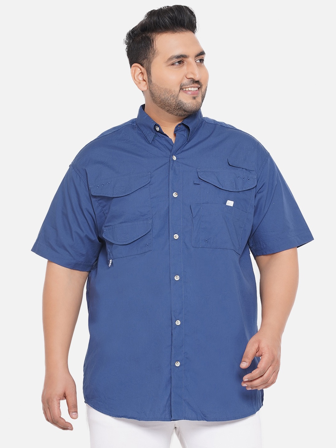 

Santonio Men Plus Size Cotton Comfort Casual Shirt, Navy blue