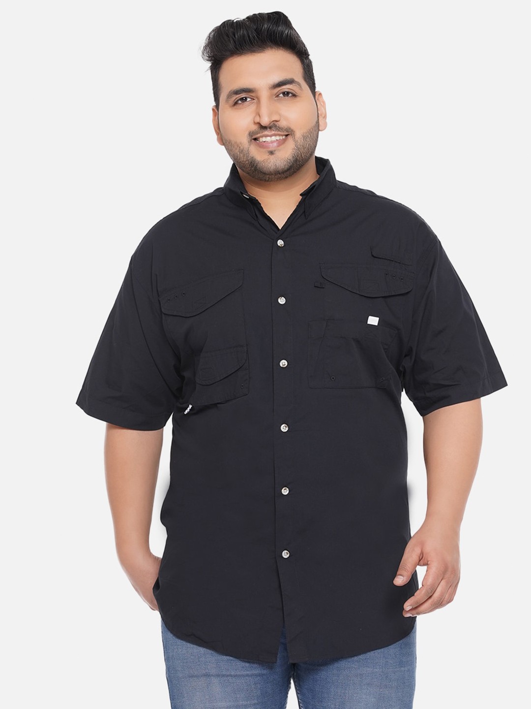 

Santonio Men Comfort Cotton Casual Shirt, Black