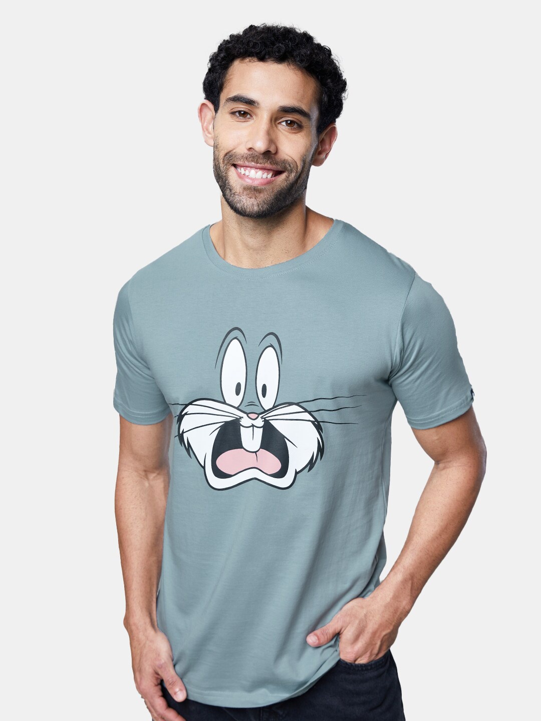 

The Souled Store Men Printed Cotton T-shirt, Grey