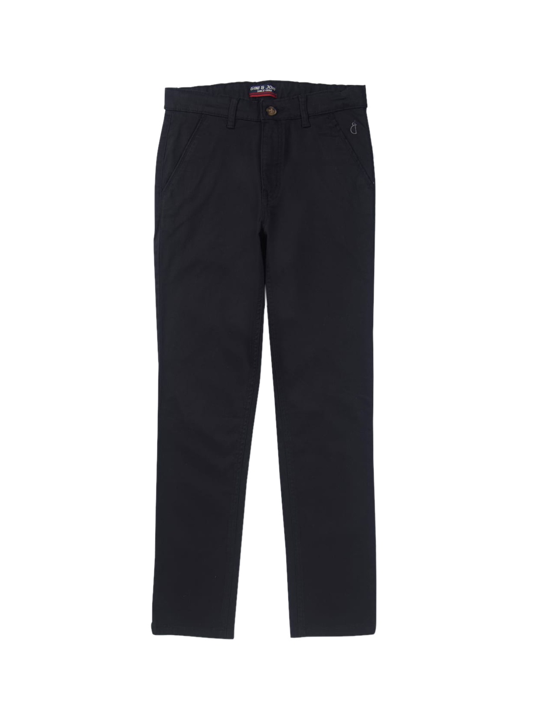 

Gini and Jony Boys Cotton Solid Trousers, Black