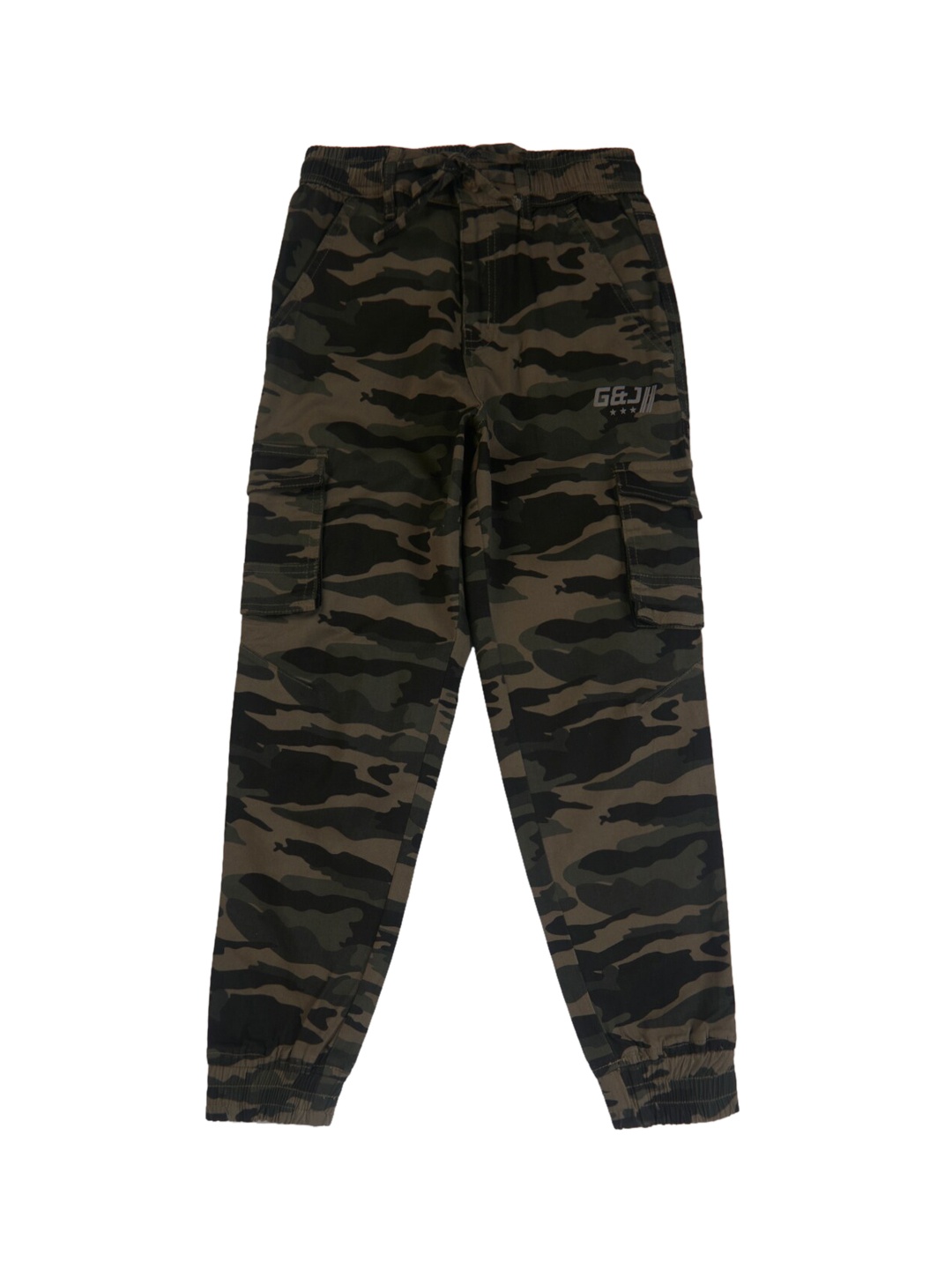 

Gini and Jony Boys Camouflage Printed Cargos Cotton Trousers, Green