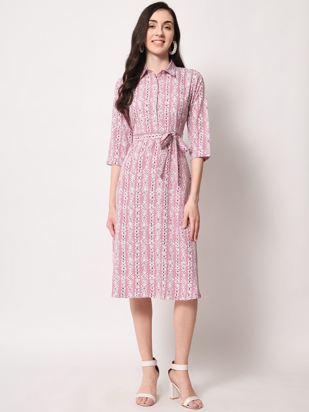 

Fbella Crepe A-Line Dress, Peach