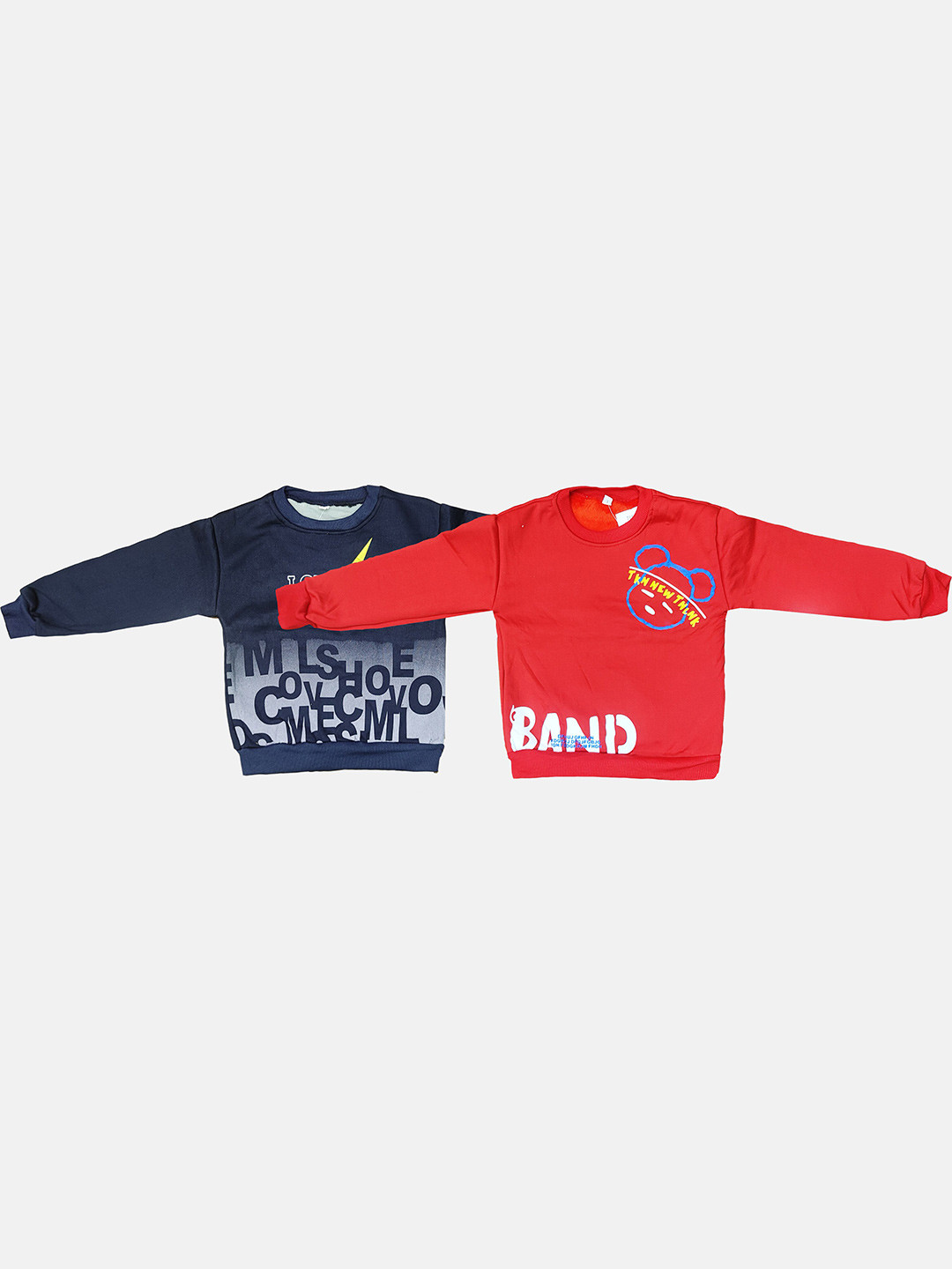 

PINVE Kids Pack Of 2 Printed Wool Round Neck Sweatshirts, Red