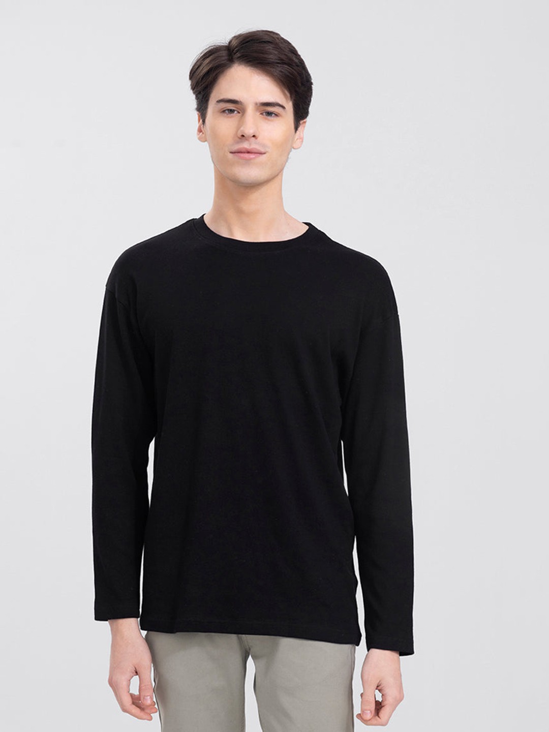 

Snitch Men Pure Cotton Slim Fit T-shirt, Black