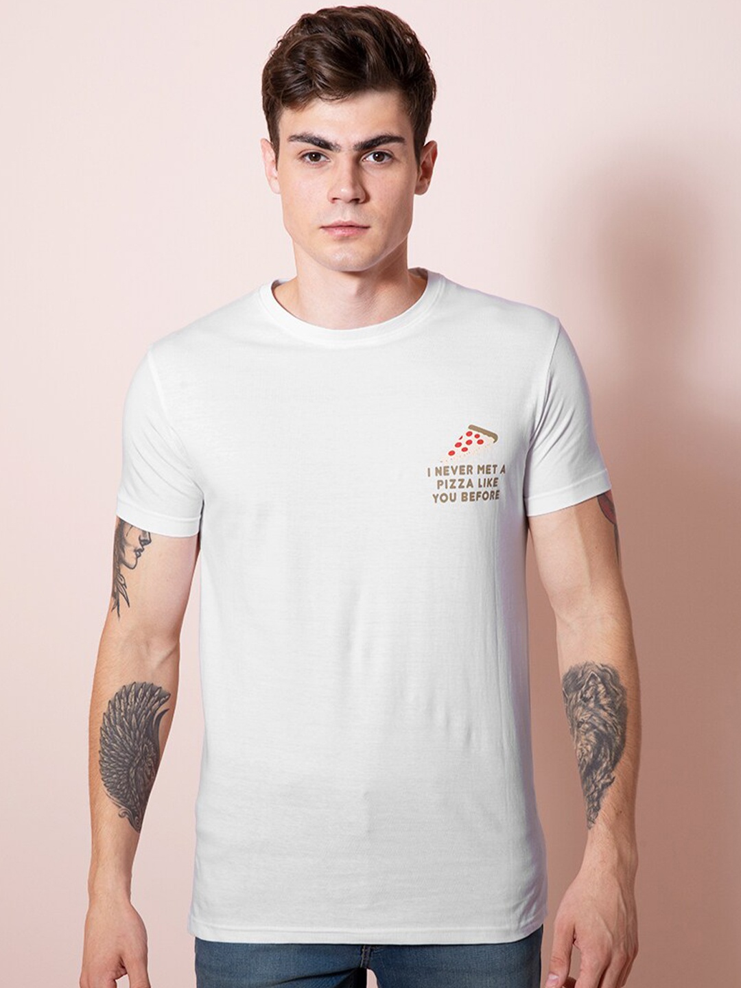 

Snitch Men Typography Printed Cotton Slim Fit T-shirt, White