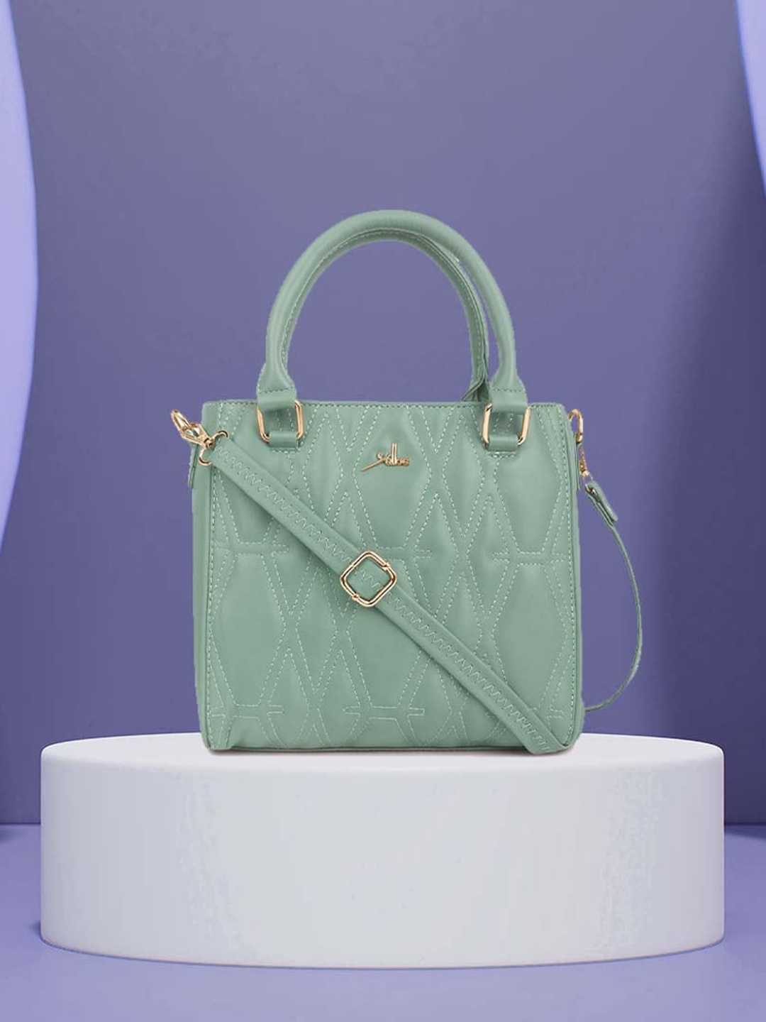 

yelloe Shopper Handheld Bag with Quilted, Green