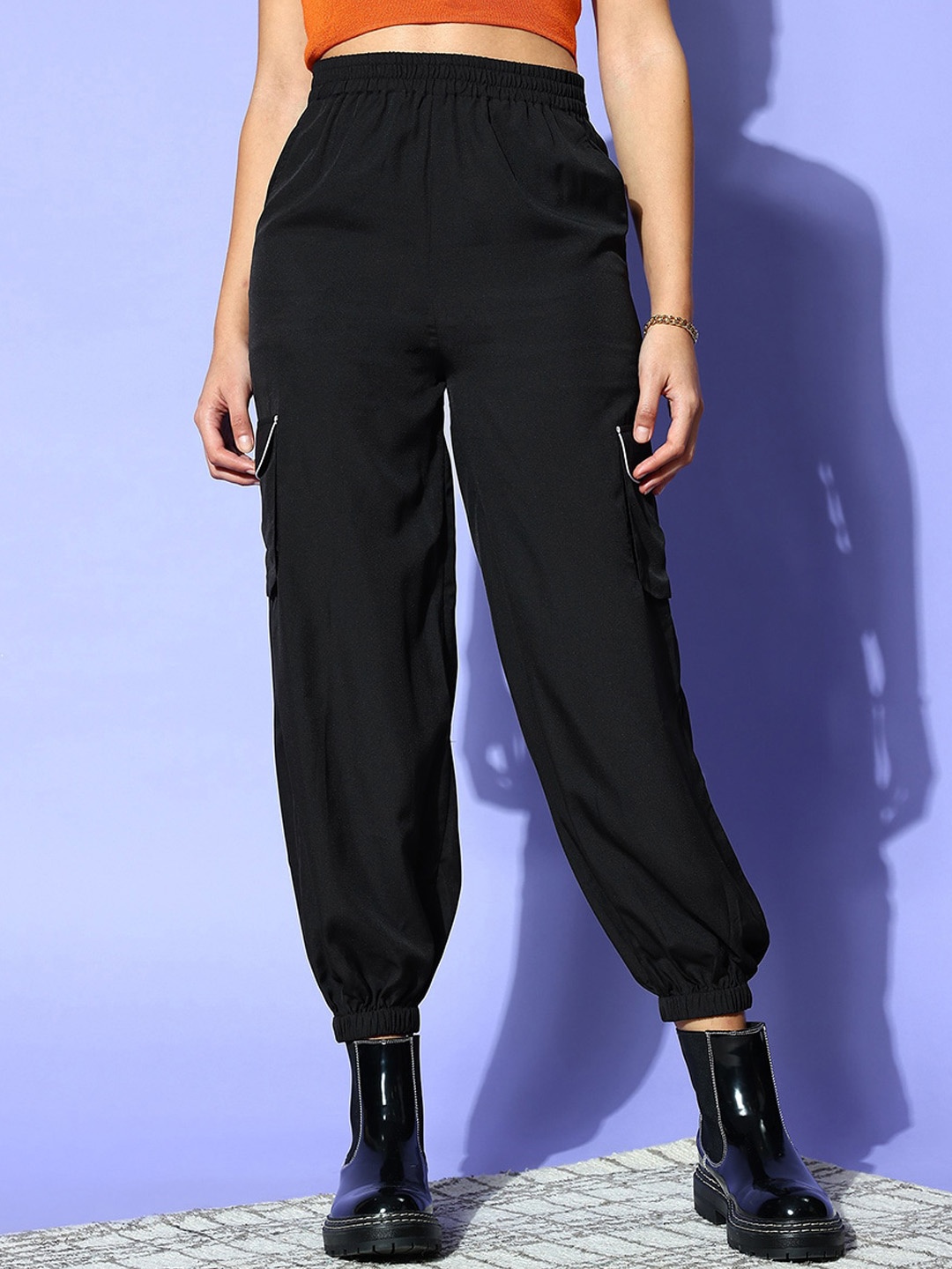 

PANIT Women Comfort Loose Fit Easy Wash Cotton Joggers, Black