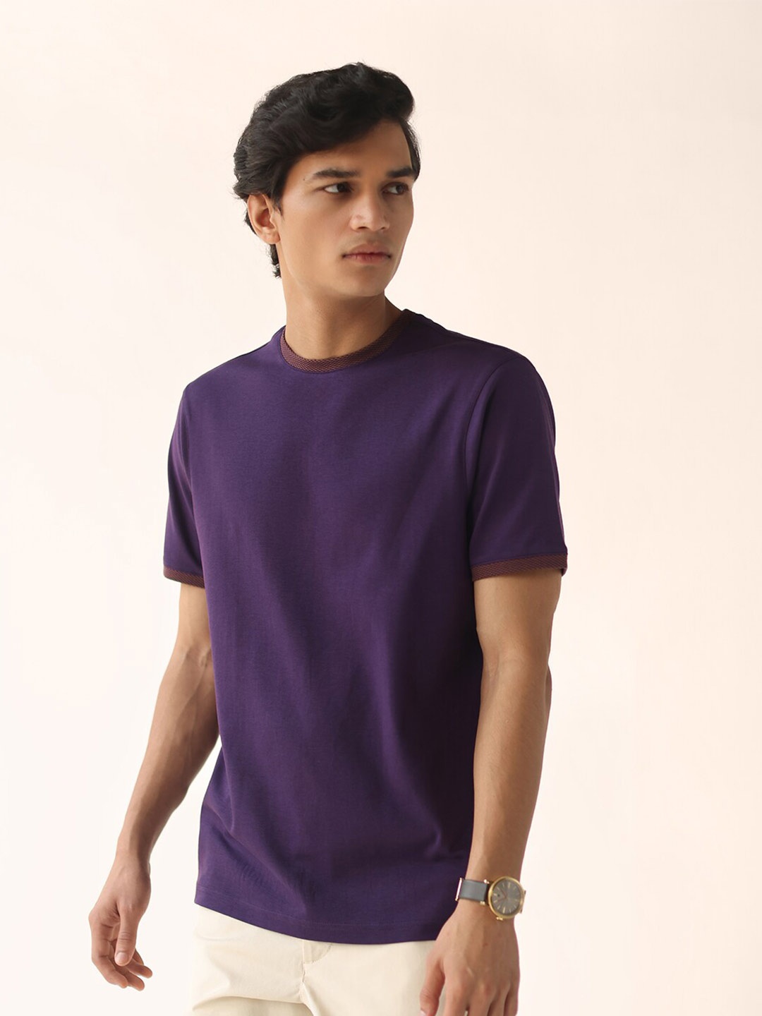 

Andamen Men Extended Sleeves Cotton T-shirt, Violet