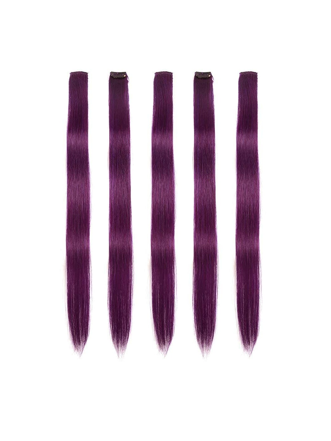 

CHRONEX Set of 2 Straight Single Clip Hair Streak Color Hair Extension - Dark Purple