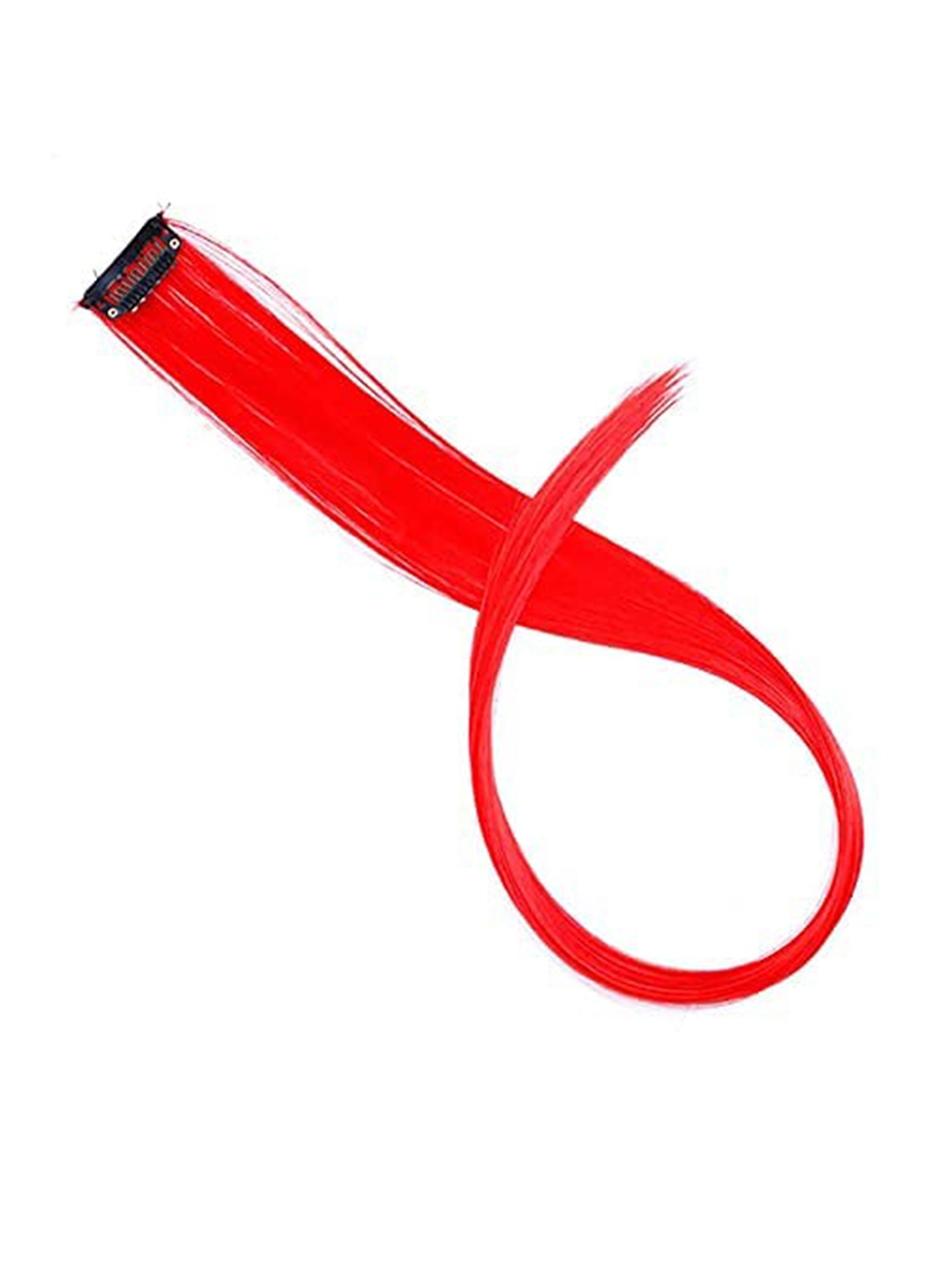 

CHRONEX Set Of 2 Straight Single Clip Hair Streak Color Hair Extension - Red