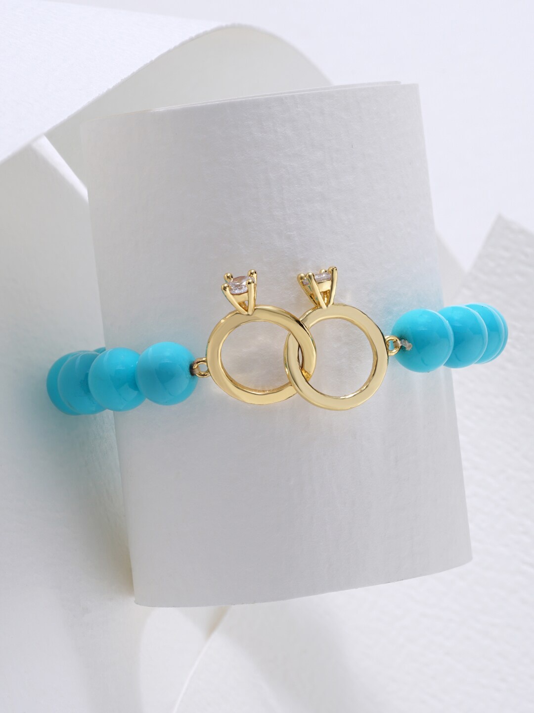 

MINUTIAE Women Gold-Plated Brass Bracelet, Turquoise blue