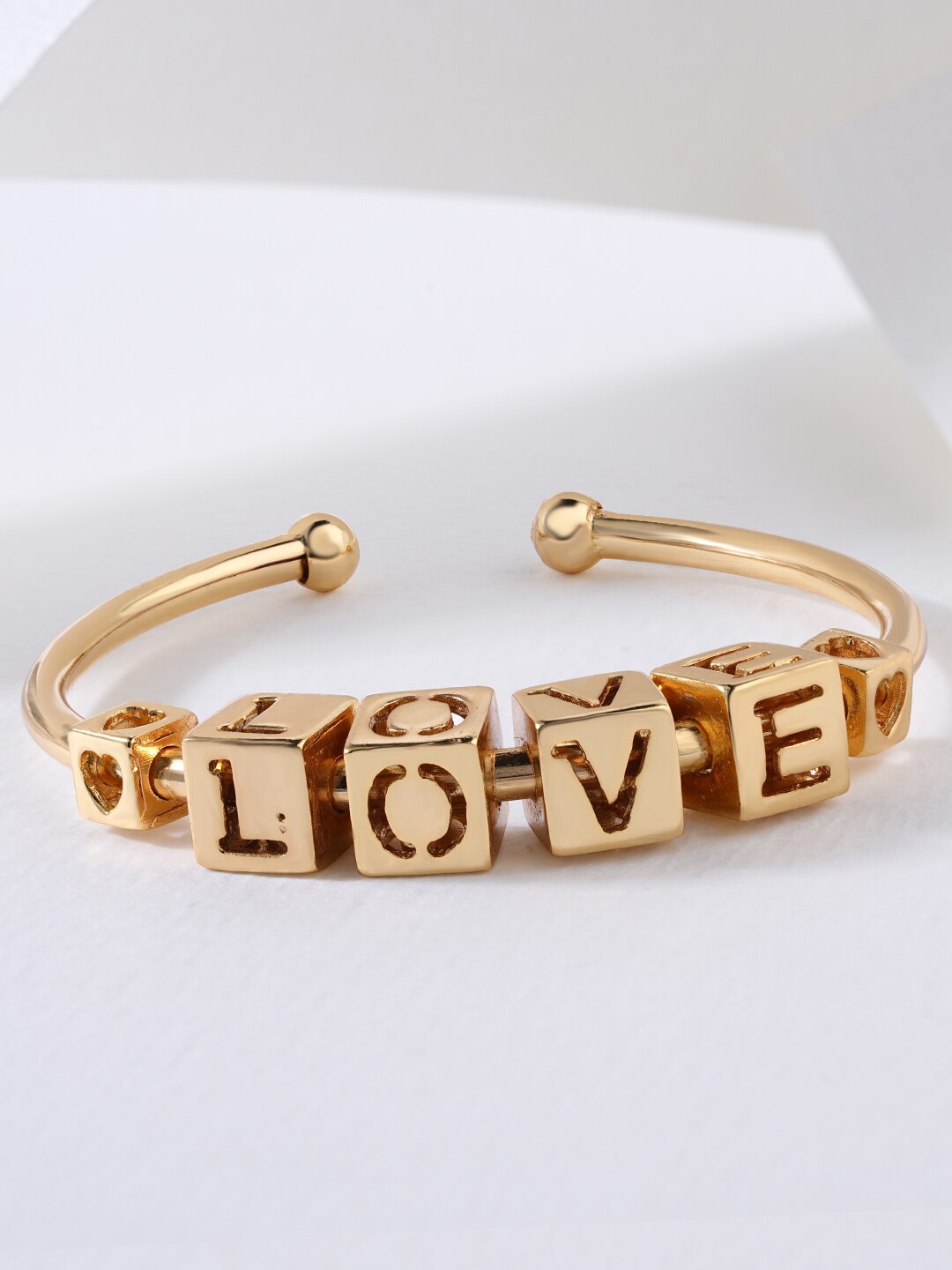

MINUTIAE Women Gold-Toned Brass Mother of Pearl Gold-Plated Cuff Bracelet
