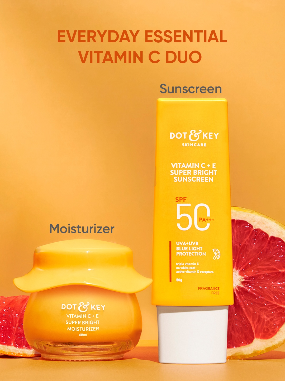 

DOT & KEY Everyday Summer Essentials Vitamin C Duo - Glow Moisturizer & SPF50 Sunscreen, Orange