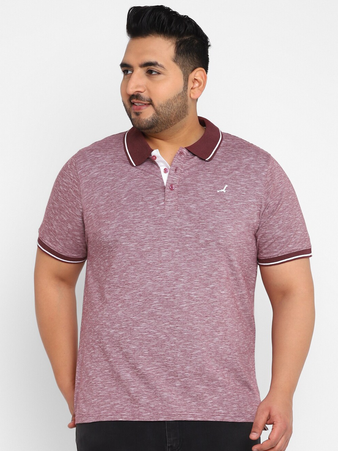 

American Crew Plus Men Plus Size Polo Collar Cotton T-shirt, Maroon