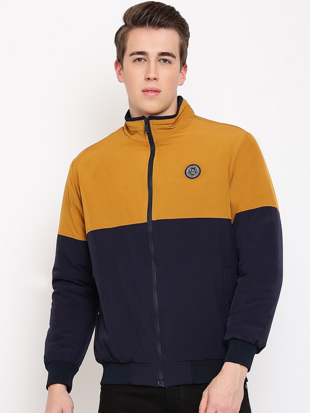 

Cantabil Men Colourblocked Bomber Jacket, Navy blue