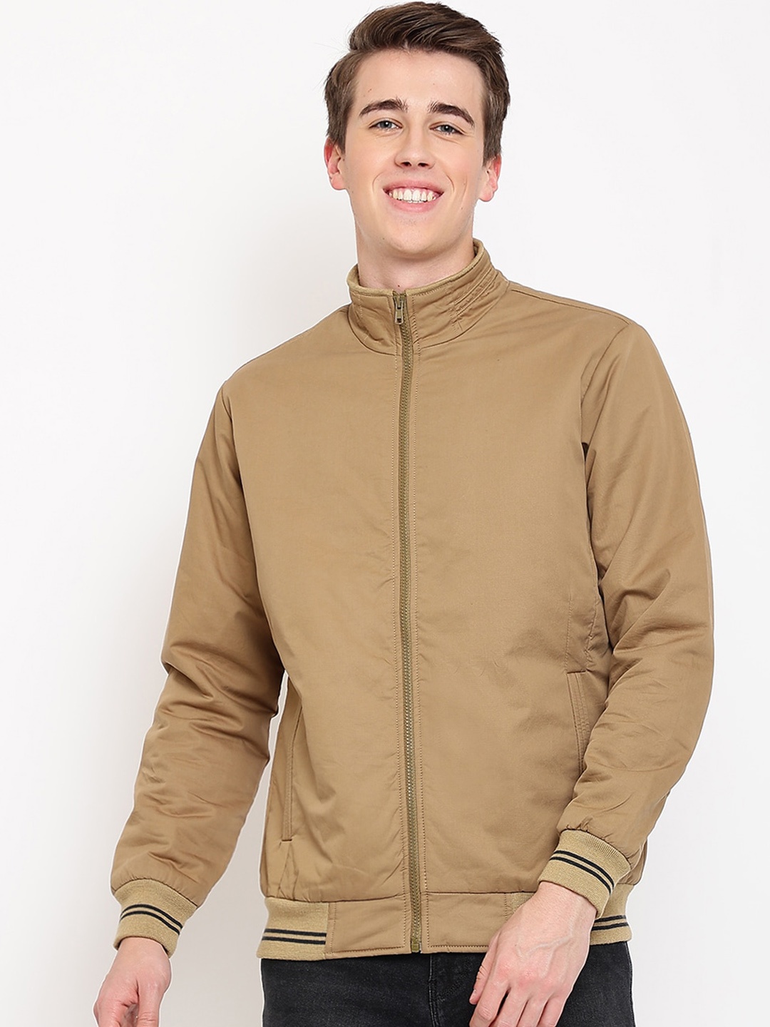 

Cantabil Men Bomber Jacket, Khaki
