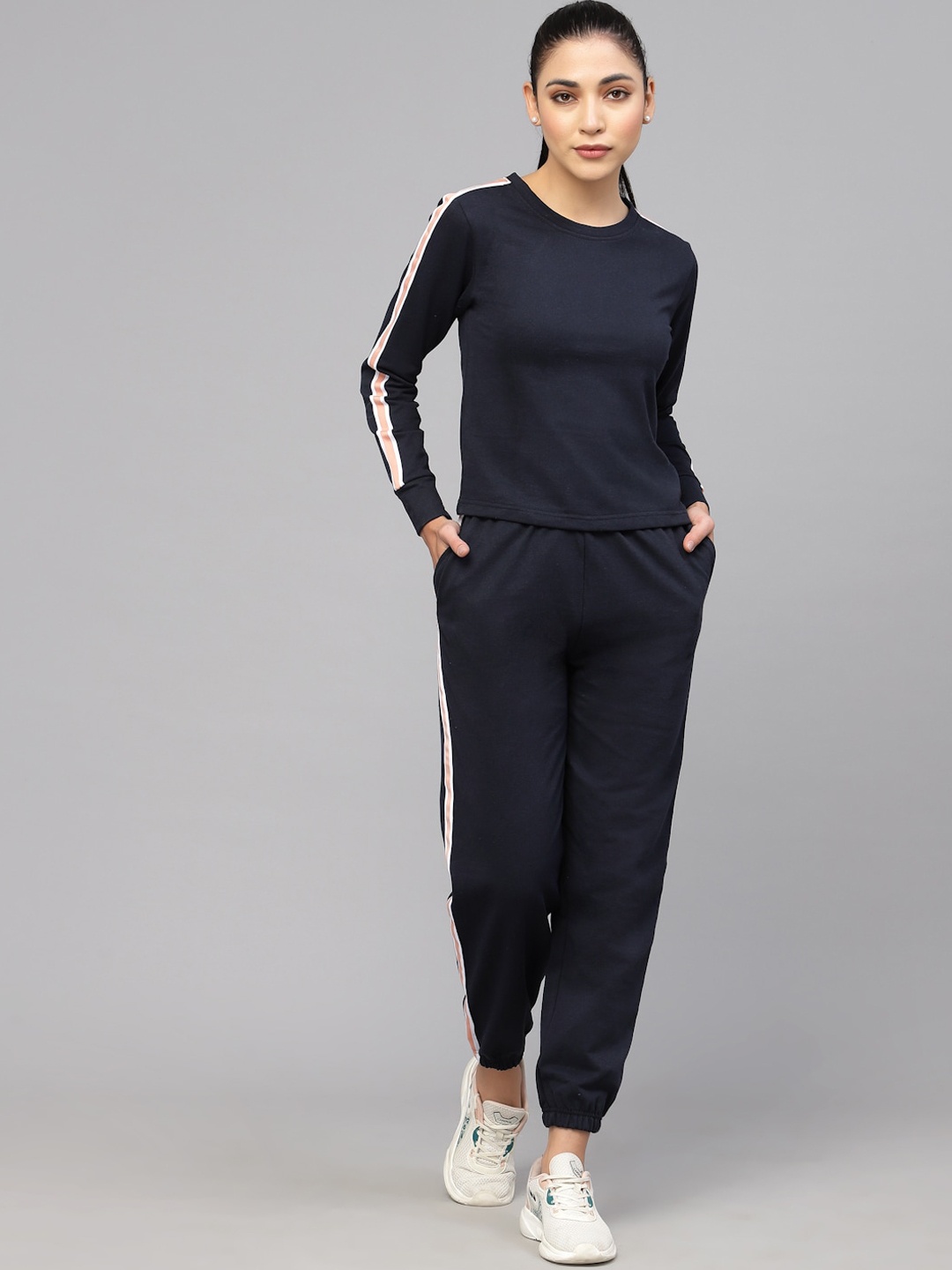

HILL STREET Women Pure Cotton Co-Ords, Navy blue