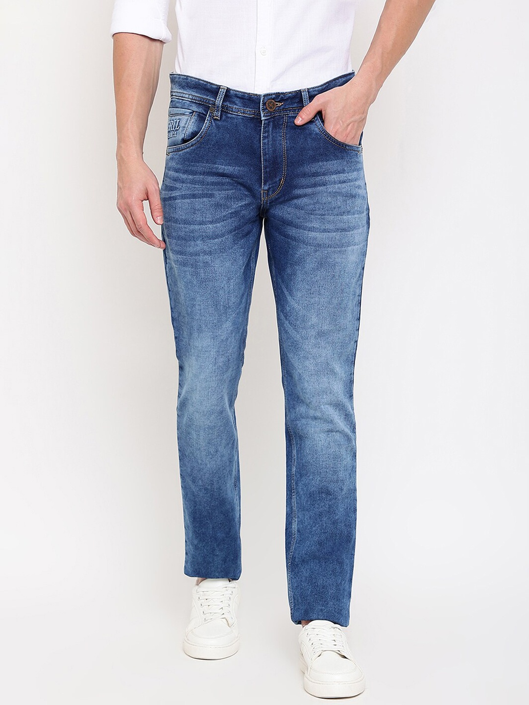 

Cantabil Men Low Distress Heavy Fade Jeans, Blue