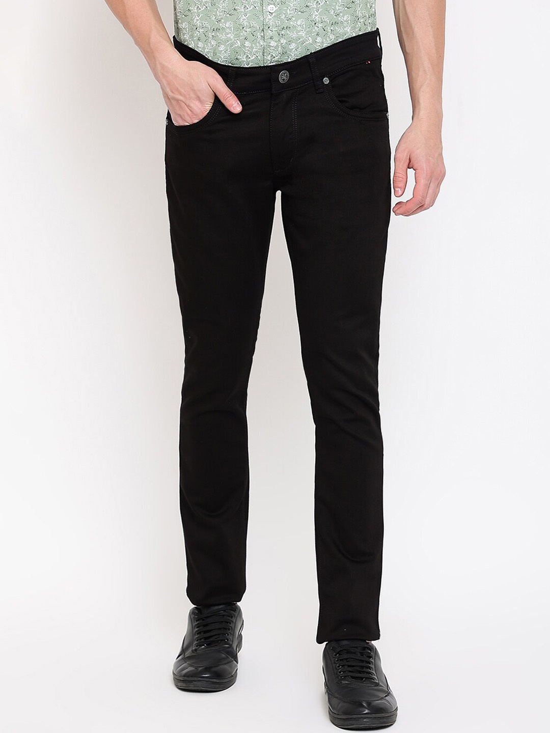 

Cantabil Men Low Distress Jeans, Black