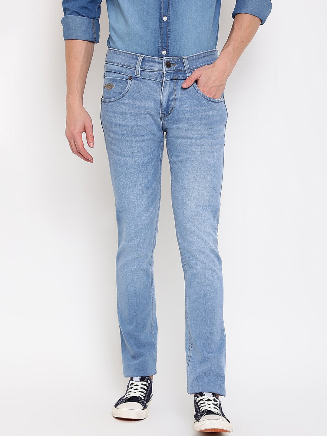 

Cantabil Men Low Distress Heavy Fade Jeans, Blue