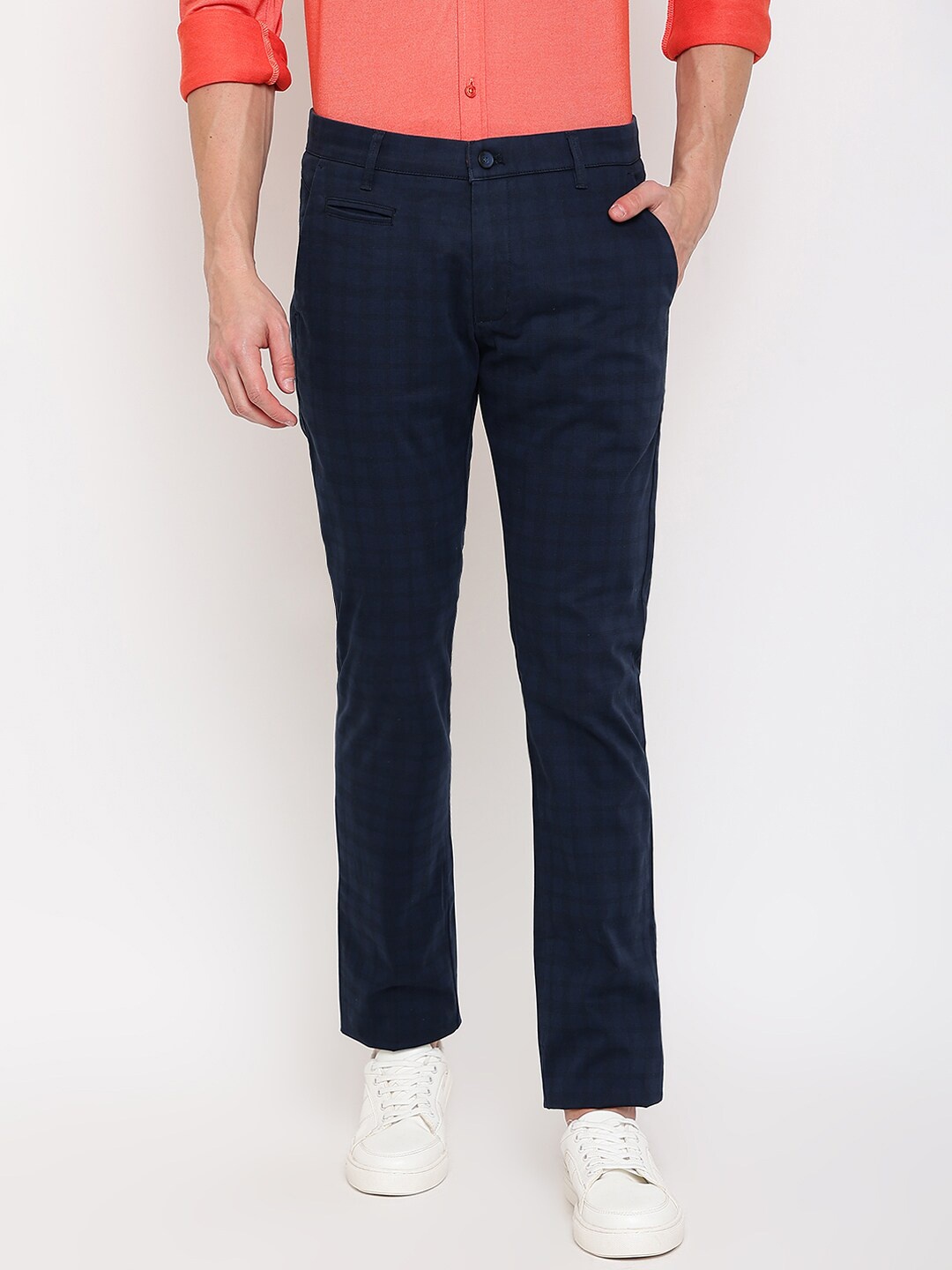 

Cantabil Men Cotton Trousers, Navy blue