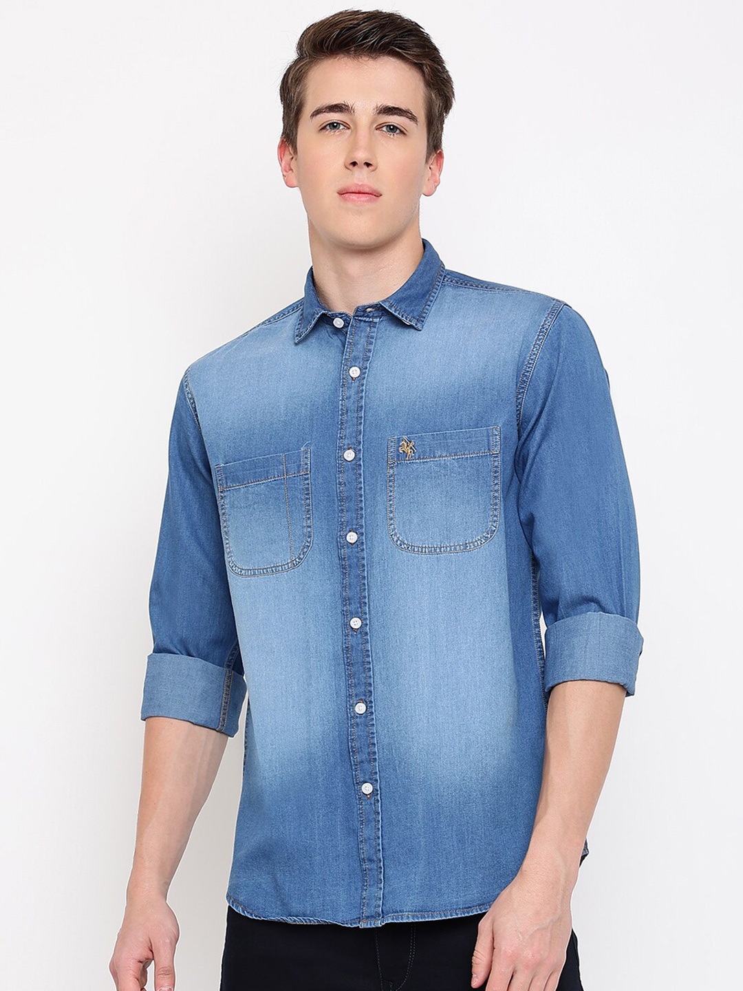 

Cantabil Men Faded Casual Shirt, Blue