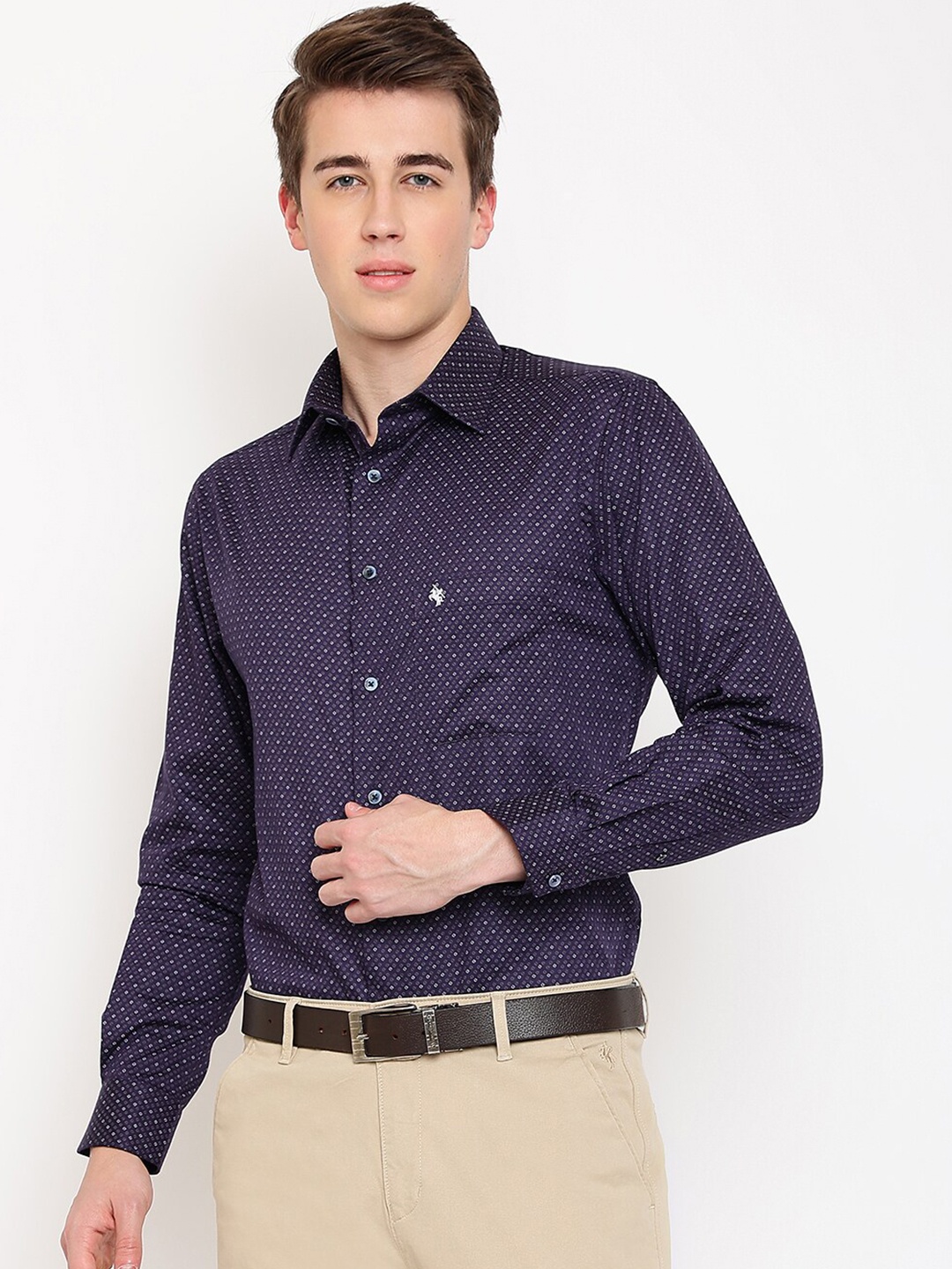 

Cantabil Men Printed Cotton Formal Shirt, Purple