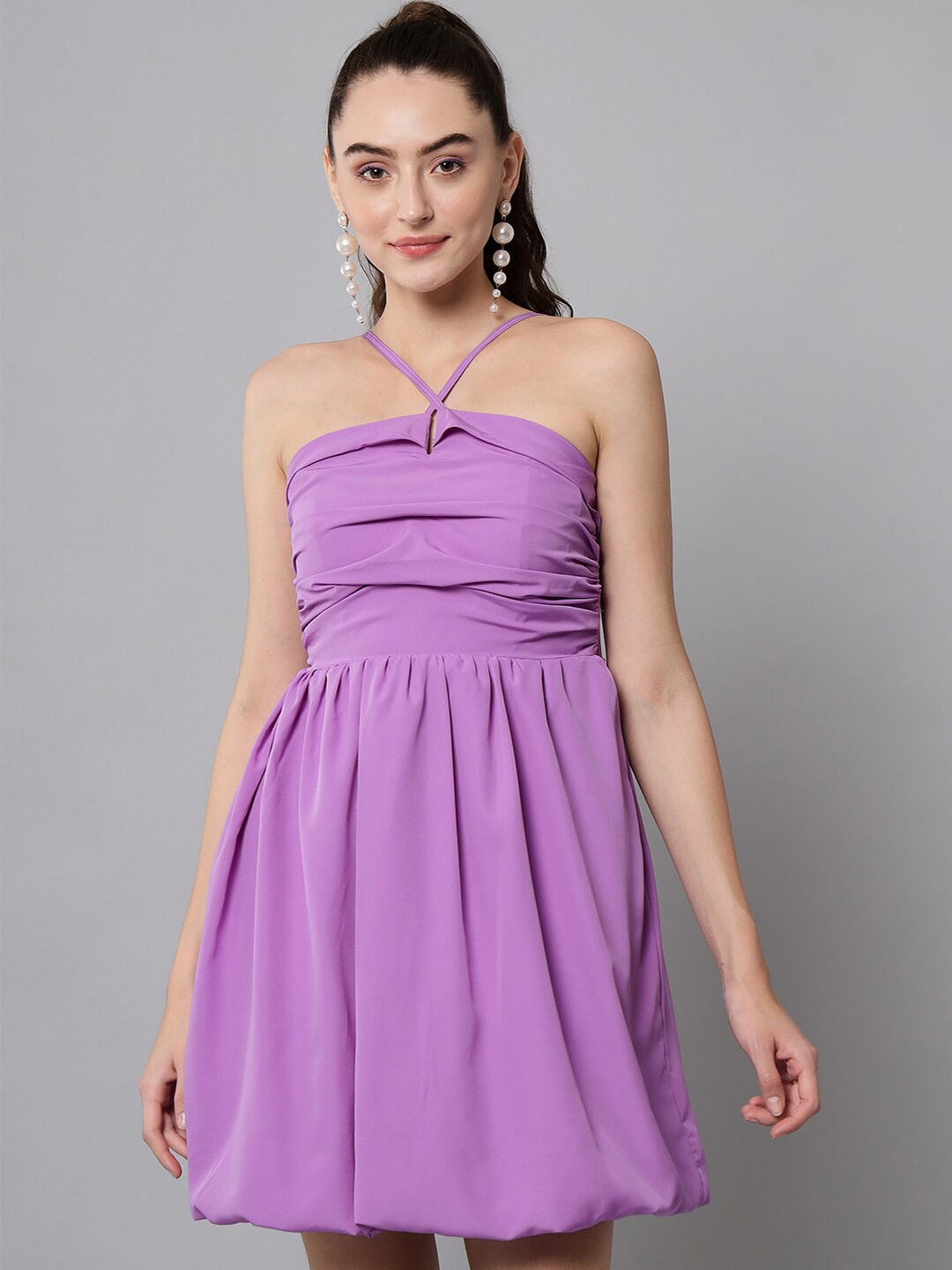 

emeros Crepe Stylized Neck Dress, Lavender