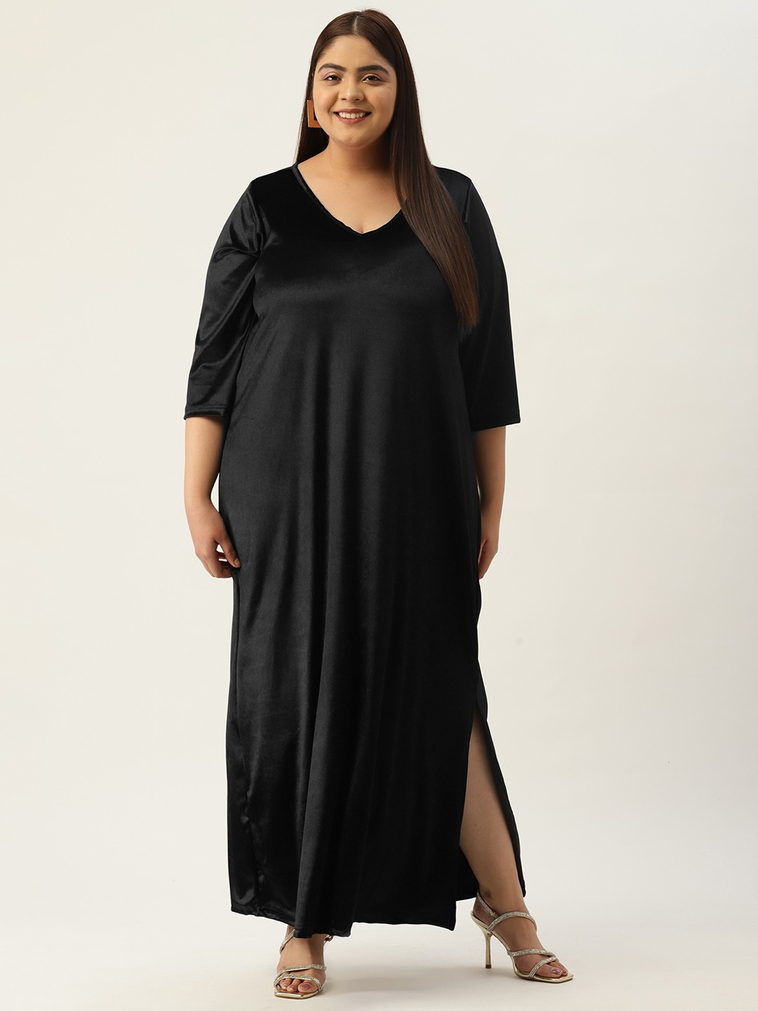 

theRebelinme Plus Size Velvet Maxi Dress, Black