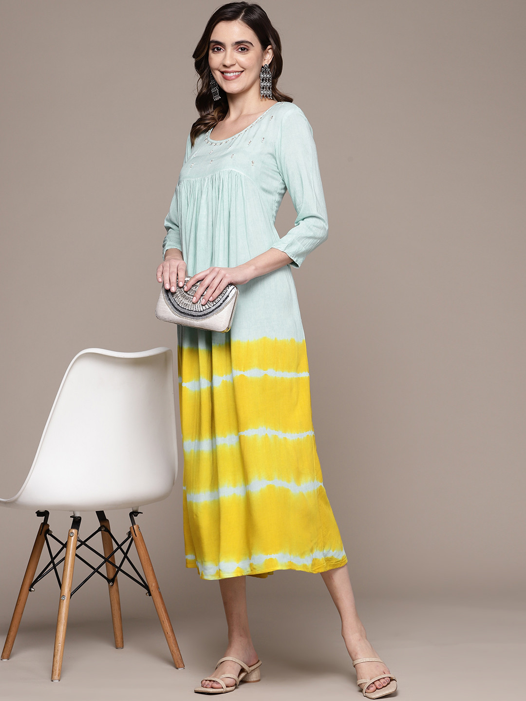 

Anubhutee Embroidered A-Line Midi Dress, Turquoise blue