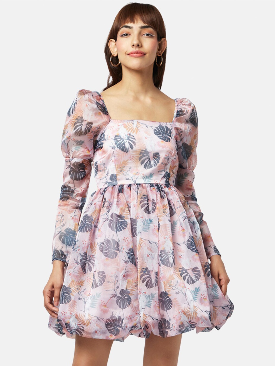 

People Floral Fit and Flare Dress, Pink