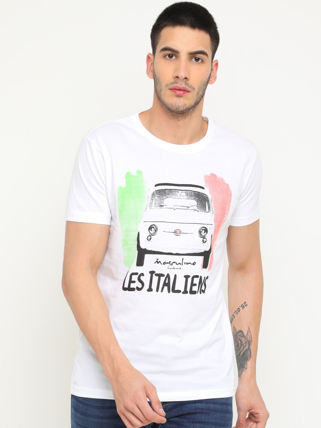 

Masculino Latino Men Printed Cotton T-shirt, White