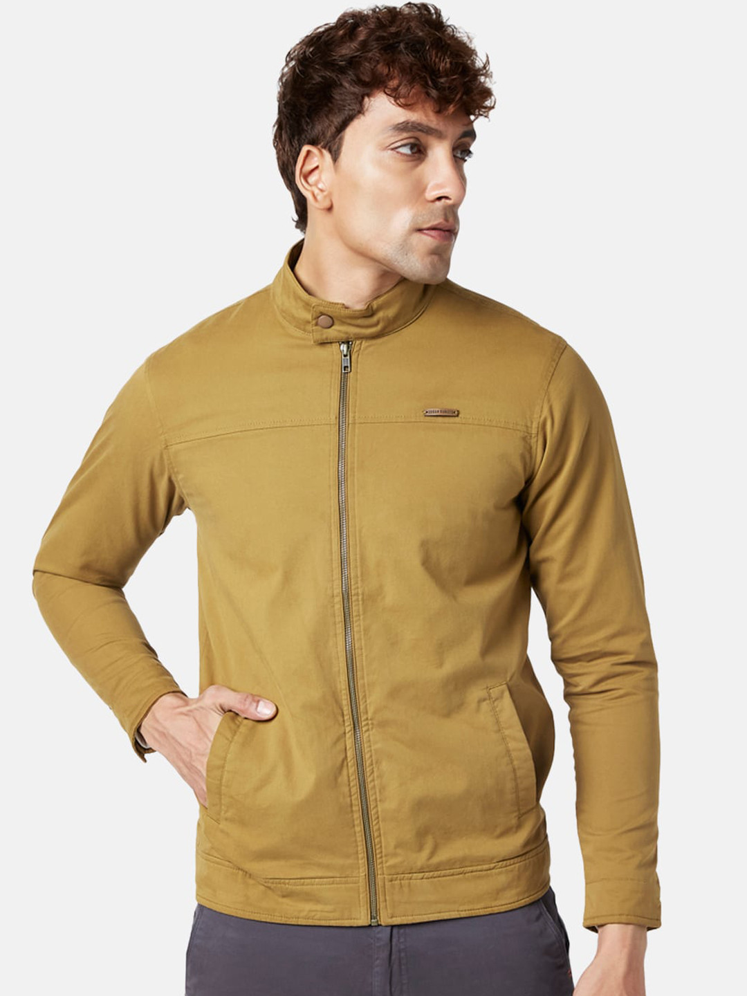 

Urban Ranger by pantaloons Men Biker Jacket, Tan