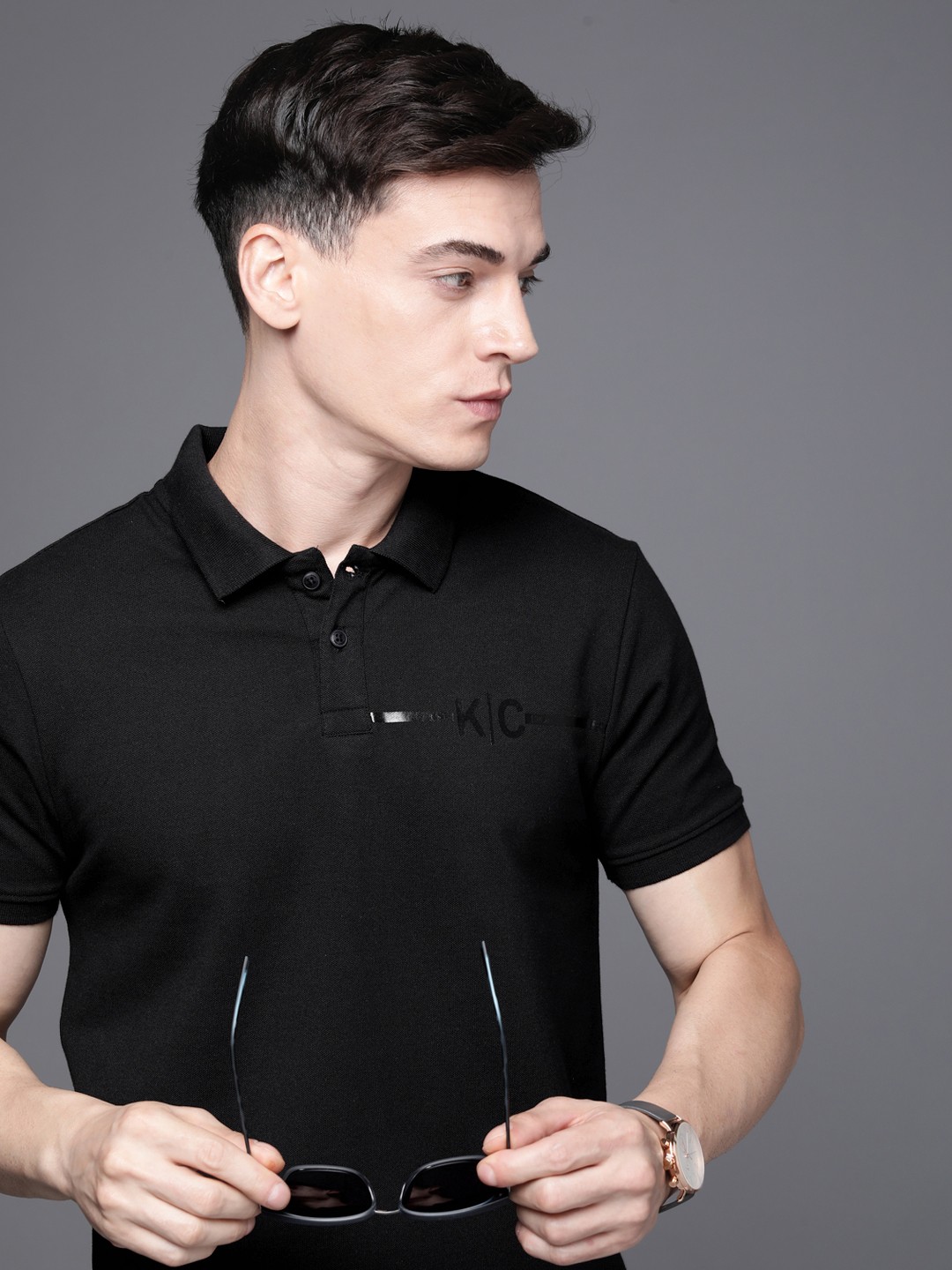 

Kenneth Cole Polo Collar T-shirt, Black